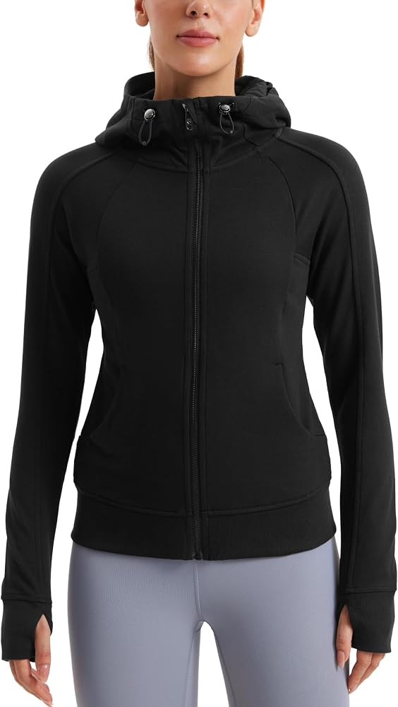 CRZ YOGA Womens Fleece Full Zip Hoodie Jackets Workout Hooded Zipper Basic Casual Sweatshirts wit... | Amazon (US)