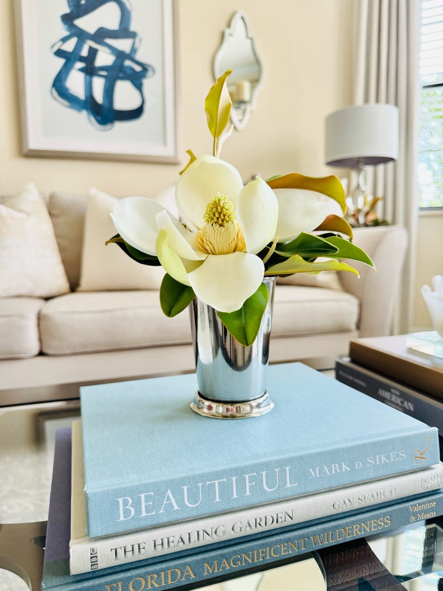 Mint julep cup styling with a fresh-cut Magnolia flower from my yard!🤍🍃. 

Classic & Timeless Decor | Vase Styling | Coffee Table Decor | Traditional Decor | Transitional Decor | Amazon Home #amazonfinds

#LTKStyleTip #LTKHome #LTKFindsUnder50