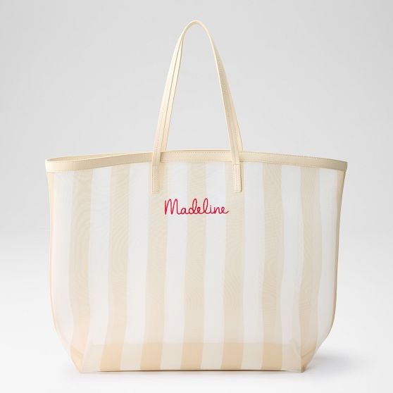 Cabana Stripe Mesh Tote | Mark and Graham