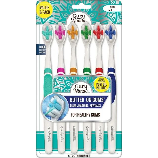 GuruNanda Butter On Gums ToothBrush - Ultra Soft Bristles - 6 Pack - Walmart.com | Walmart (US)