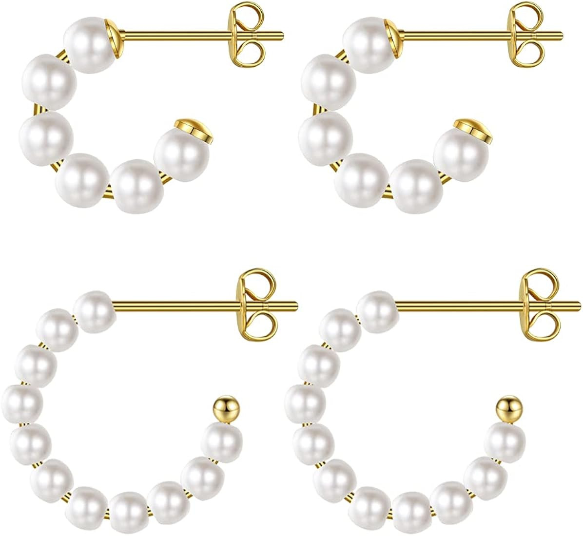 FAMARINE Pearl Hoop Earrings for Women Lightweight Pearl Hoops for Girls | Amazon (US)