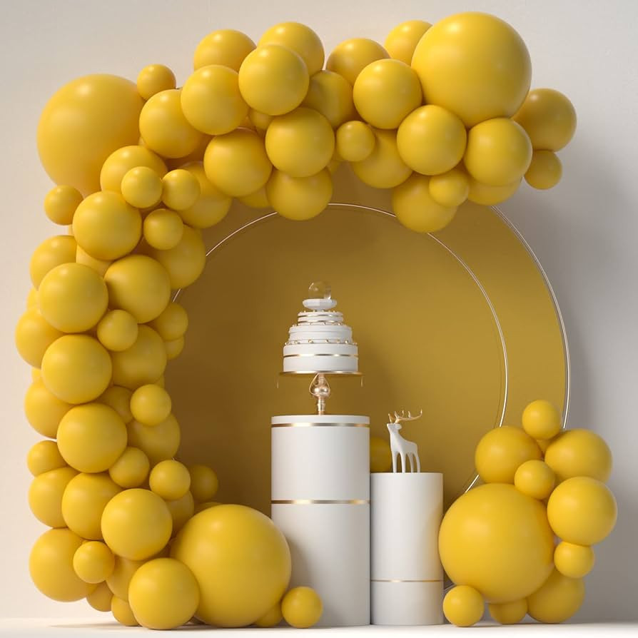 Mustard Yellow Balloons 84 pcs Yellow Balloons Garland Arch Kit 5 inch +12 inch +18 inch Matte ye... | Amazon (US)