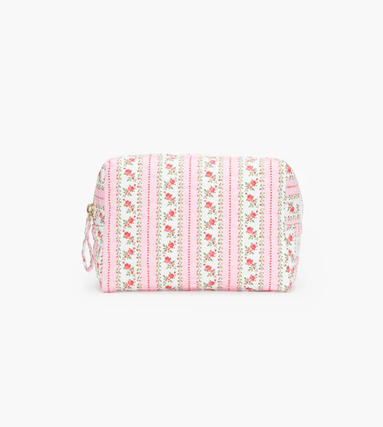 The Mini Quilted Cosmetic Bag - Pink Floral Dot Stripe | Hill House Home US
