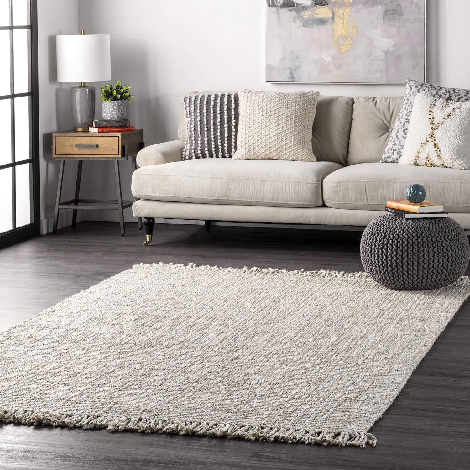 NuLOOM Daniela Farmhouse Chunky Jute Area Rug, 7' 6" x 9' 6", Off-White | Amazon (US)