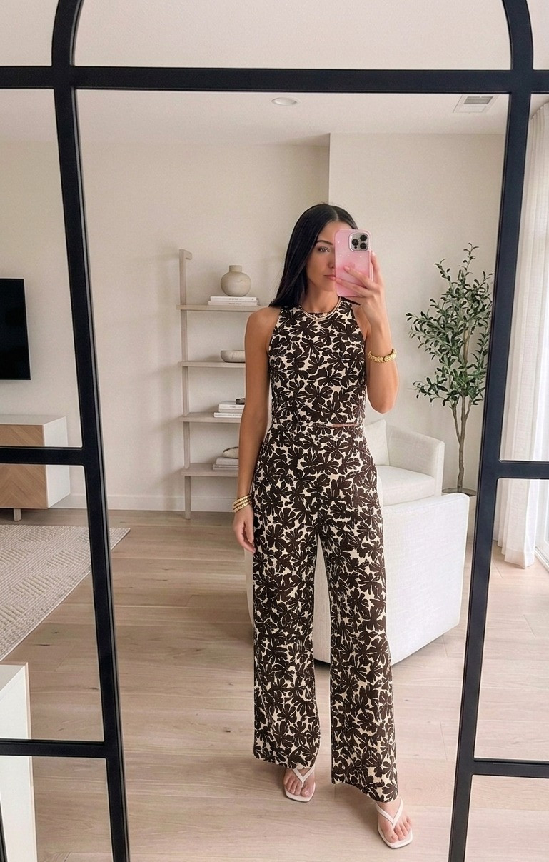 Obsessed with this floral set from Mango 🤎🌺 Super comfy, easy to throw on, and looks so put together with minimal effort. The straight-leg pants + matching top combo is giving effortless summer vibes ✨

#LTKgrwm #LTKSeasonal #LTKSaleAlert