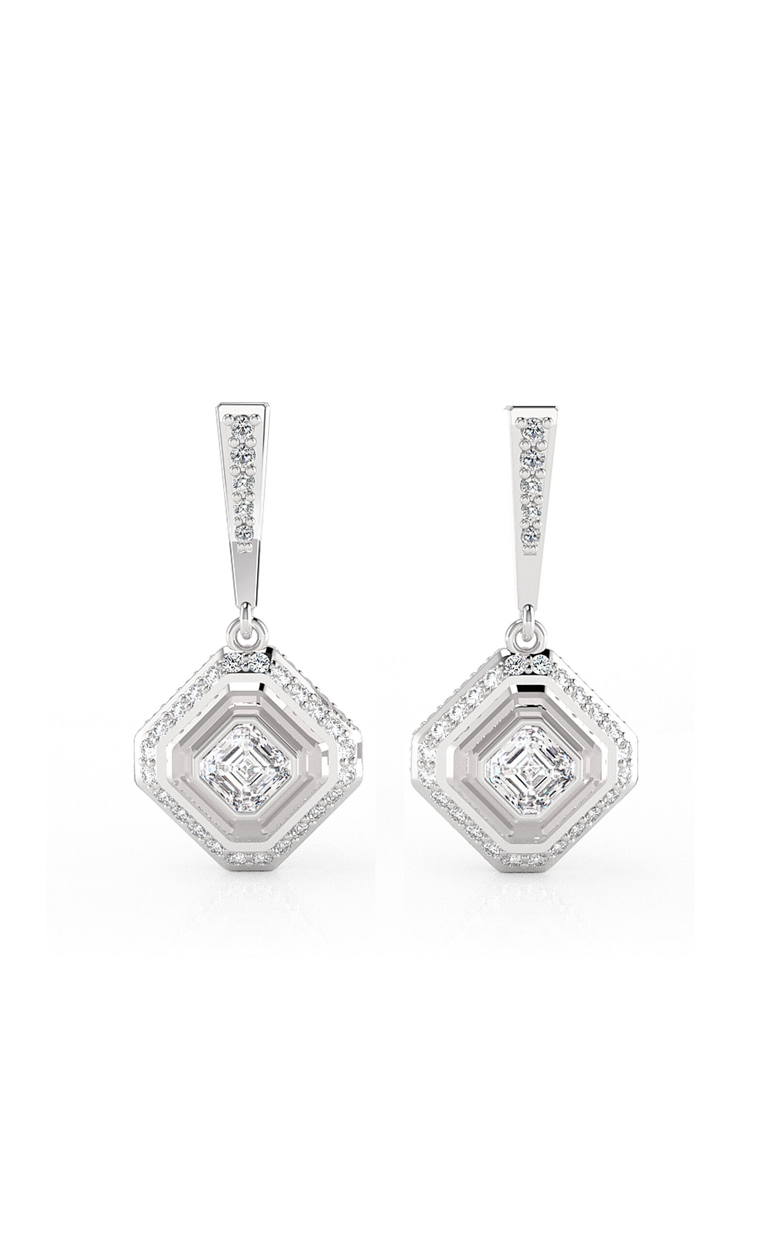 B.P. de Silva Jewellers - Deco Centennial 18K White Gold Luminaire Diamond Drop Earrings - White - OS - Moda Operandi - Gifts For Her | Moda Operandi (Global)