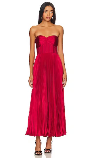 Belle Dress in Cranberry Red Strapless Dress Red Holiday Dress Christmas Party Outfit Ideas Inspo | Revolve Clothing (Global)