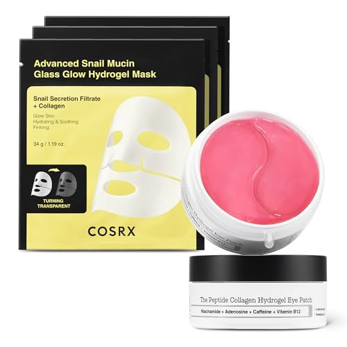 COSRX Snail Mucin Hydrogel Mask + Peptide Collagen Hydrogel Eye Patch | Amazon (US)
