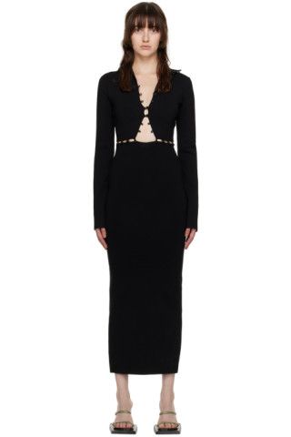 Nanushka - Black Kaida Midi Dress | SSENSE