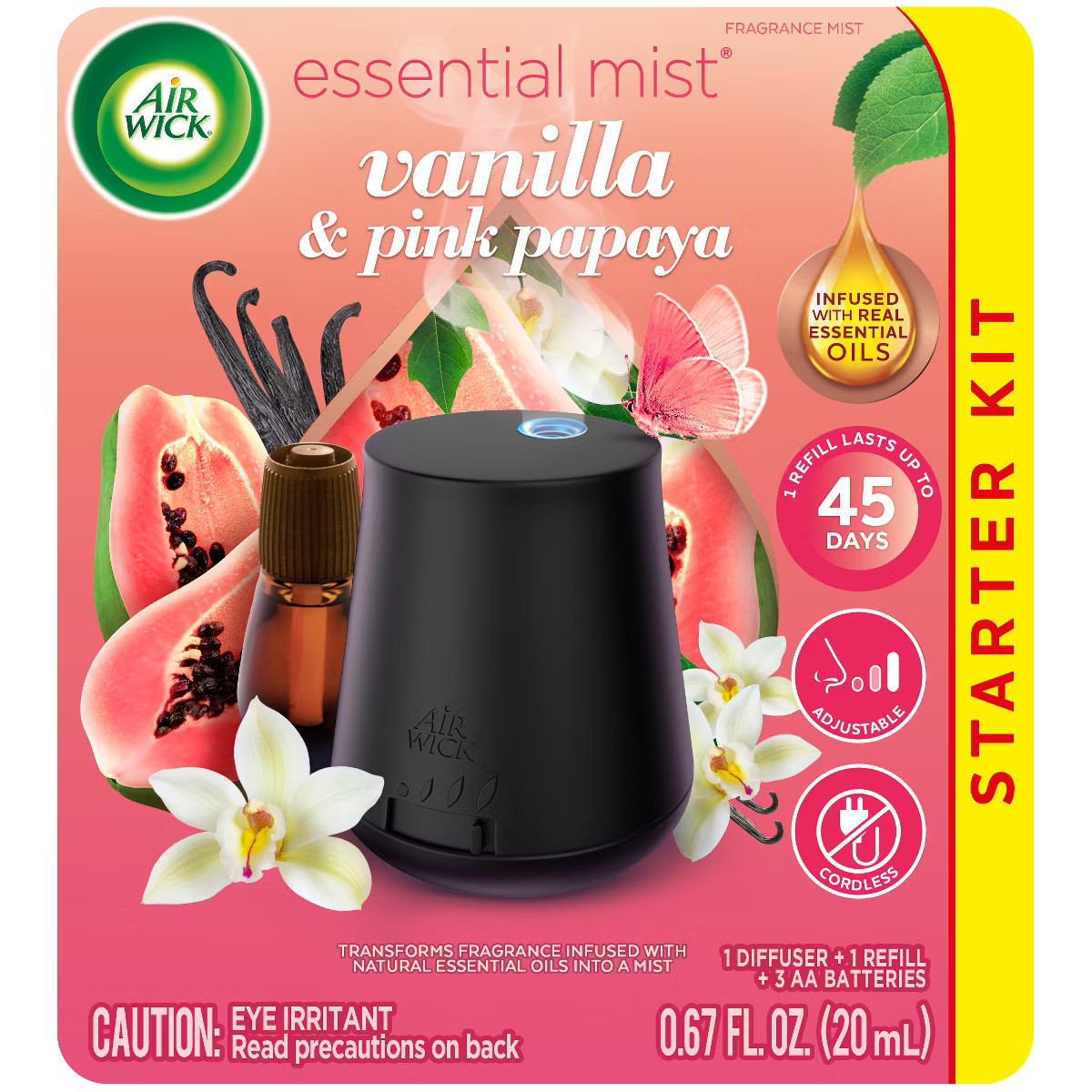 Air Wick Essential Mist Starter Kit - Vanilla and Pink Papaya - 0.67 fl oz | Target