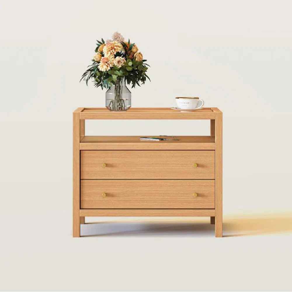 Double-Drawer Charging Nightstand With Streamlined Bullet Handles | Wayfair North America