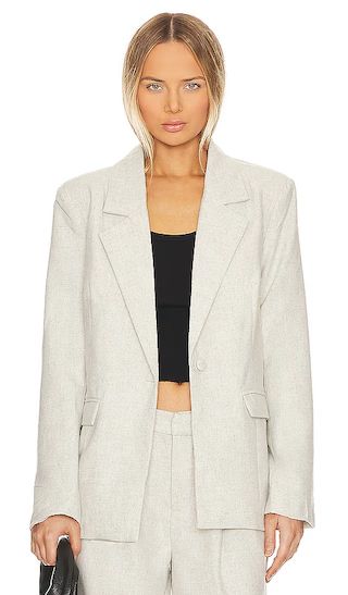 Relaxed Wool Blazer in Heather Light Grey | Revolve Clothing (Global)