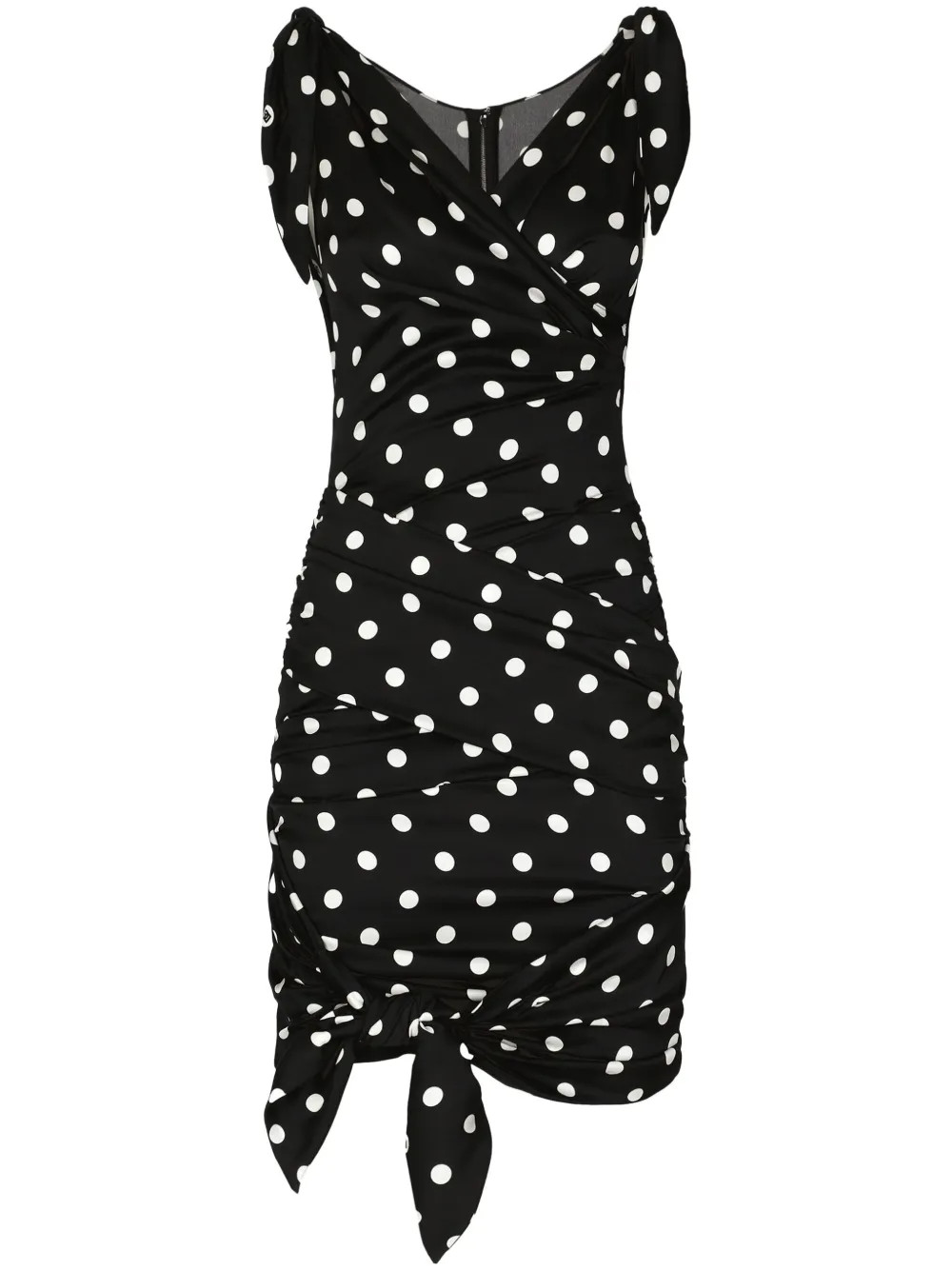 Dolce & Gabbana polka-dot draped mini dress - Black | Farfetch Global