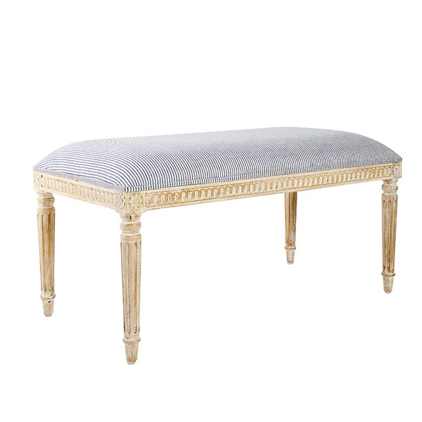 Tulie Bench in Navy French Stripe | Caitlin Wilson Design