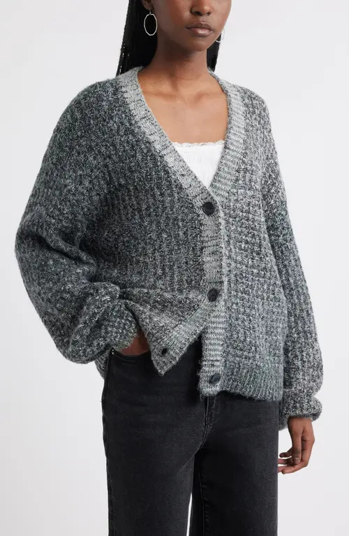 Treasure & Bond Textured V-Neck Cardigan in Grey Black Combo at Nordstrom, Size X-Small | Nordstrom