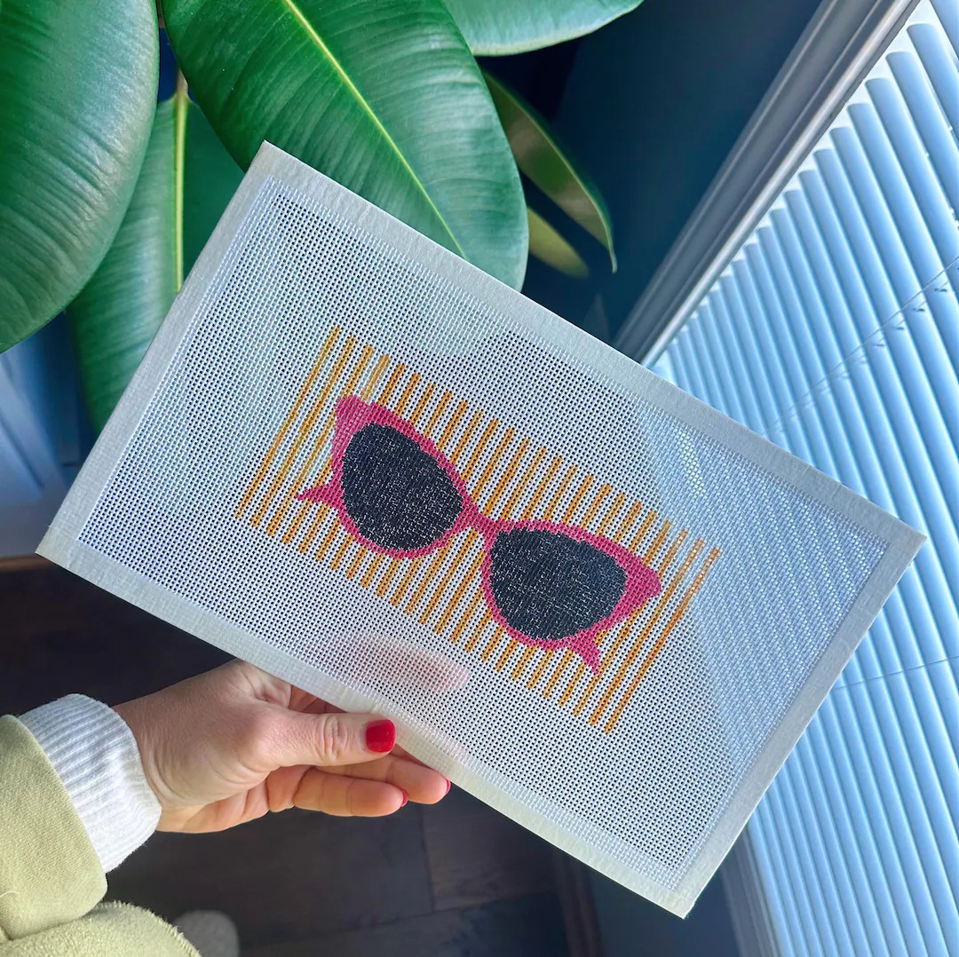 Striped Sunglasses - Needlepoint Canvas - Handpainted - 13 Mesh Canvas | Etsy (US)