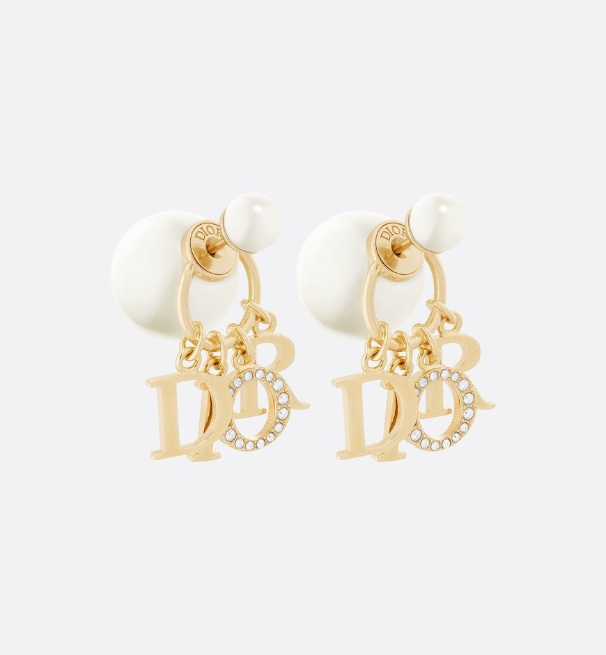 Dior Tribales Earrings Gold-Finish Metal with White Resin Pearls and White Crystals | DIOR | Dior Beauty (US)