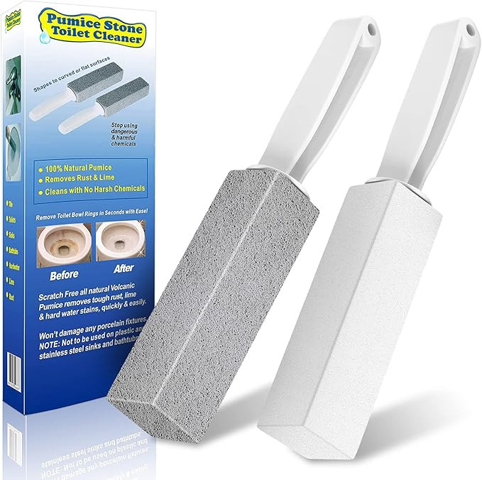 Toilet Bowl Cleaner Pumice Stone -Hard Water Stain Remover with Ergonomic Handle, Powerfully Remo... | Amazon (US)