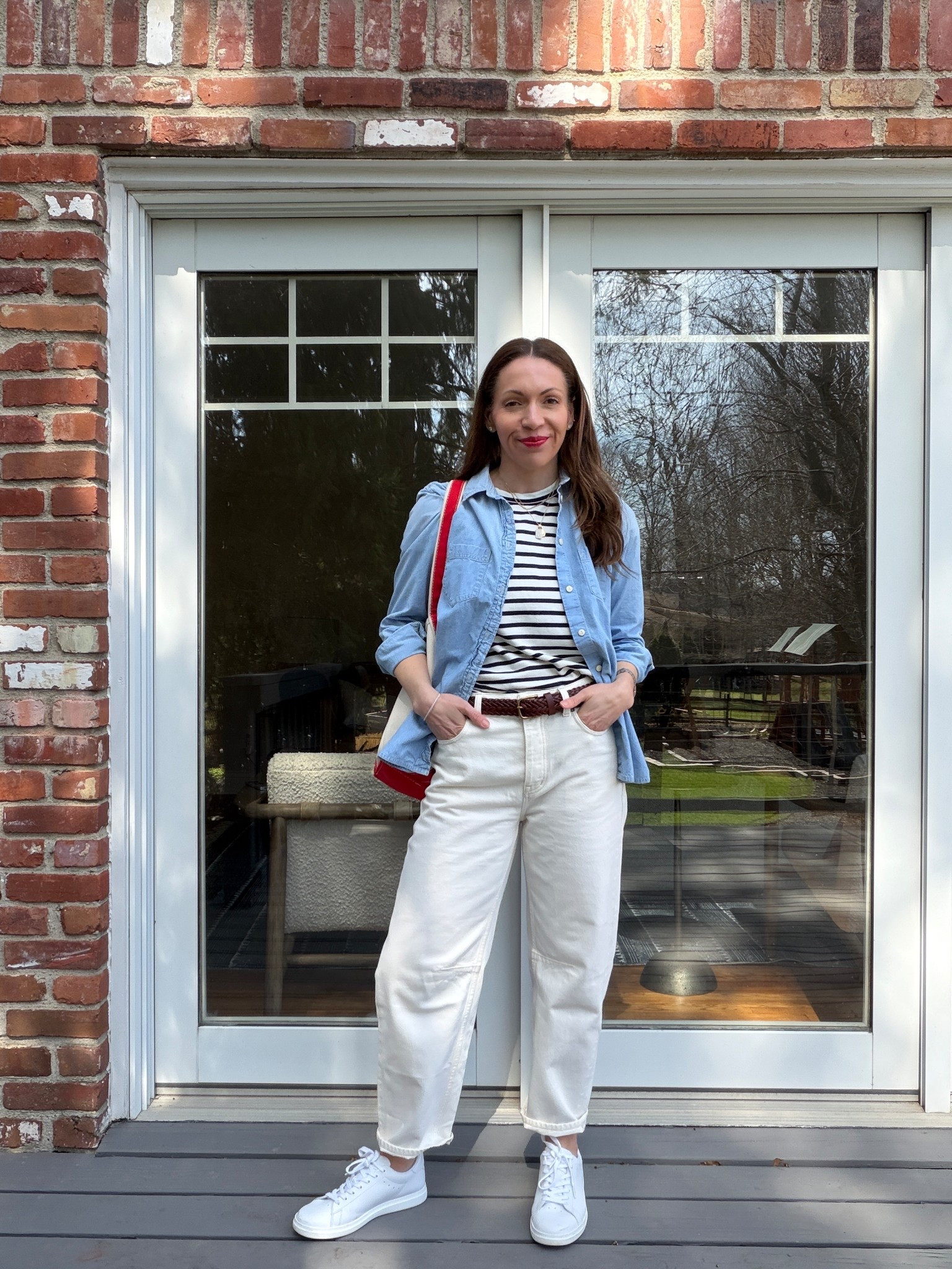 Can’t stop, won’t stop with these @Madewell barrel jeans (size down) and wearing denim/chambray tops (this one is @jcrew size 4)

@gapstyle belt
@rothys drivers
@Tuckernuck medium tee

#LTKmomlife #LTKOver40 #LTKootd