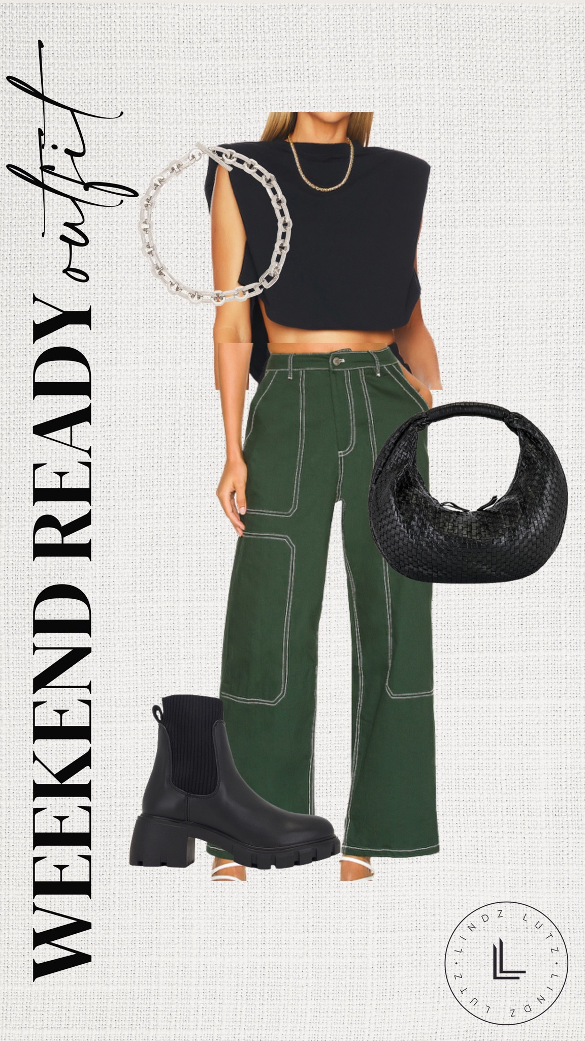 weekend ready outfit / revolve outfit / weekend outfit inspo / weekend outfit essentials / weekend outfit finds / revolve essentials / revolve finds / revolve style / cargo pants / black boots / black bag / black crop top / silver chain 

#LTKitbag #LTKstyletip #LTKshoecrush