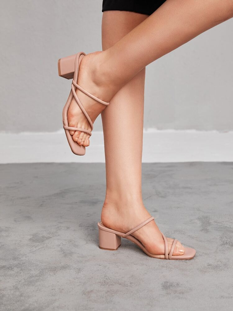 Multi Strap Chunky Heeled Mule Sandals | SHEIN