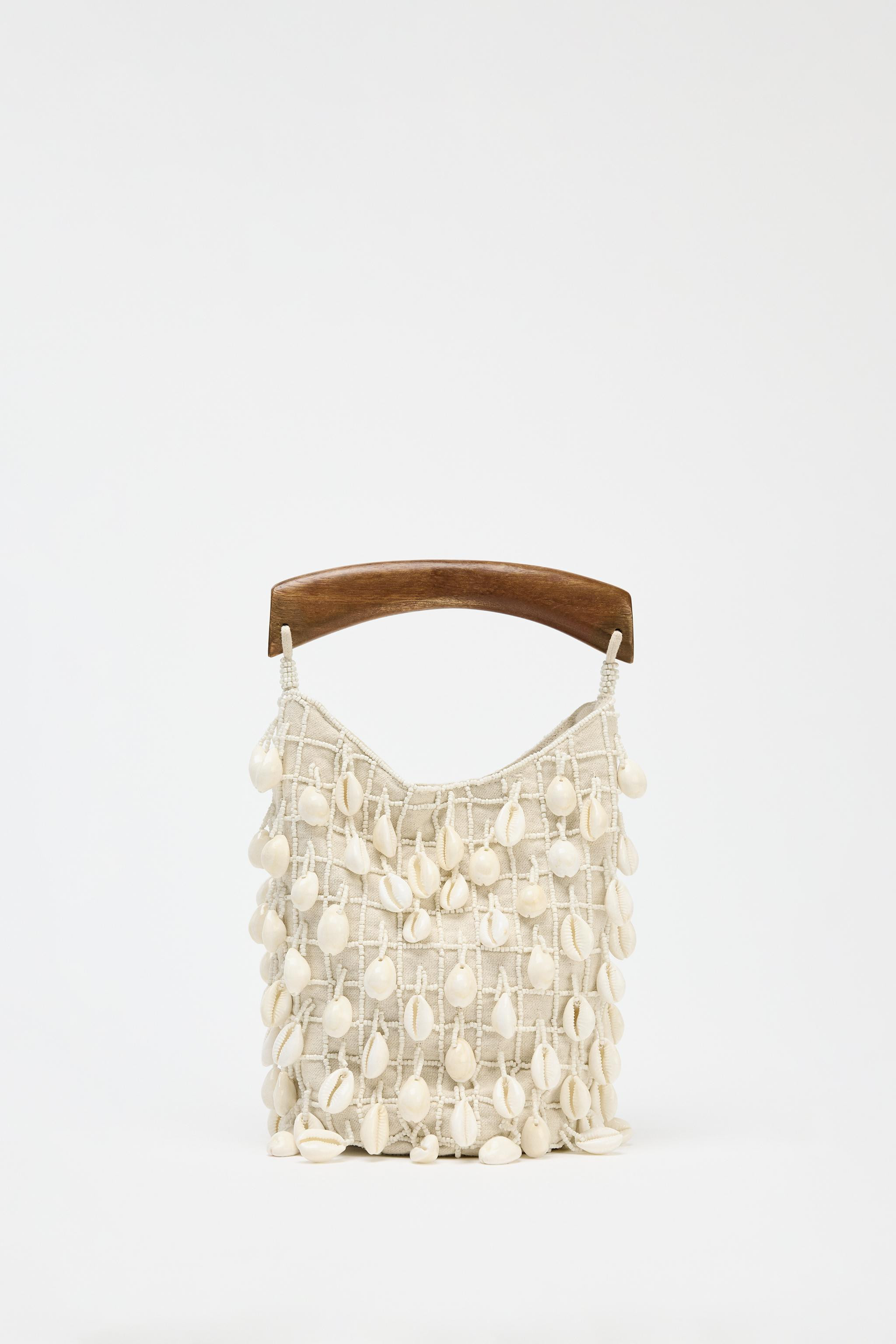 BEADED FABRIC BUCKET BAG | Zara UK