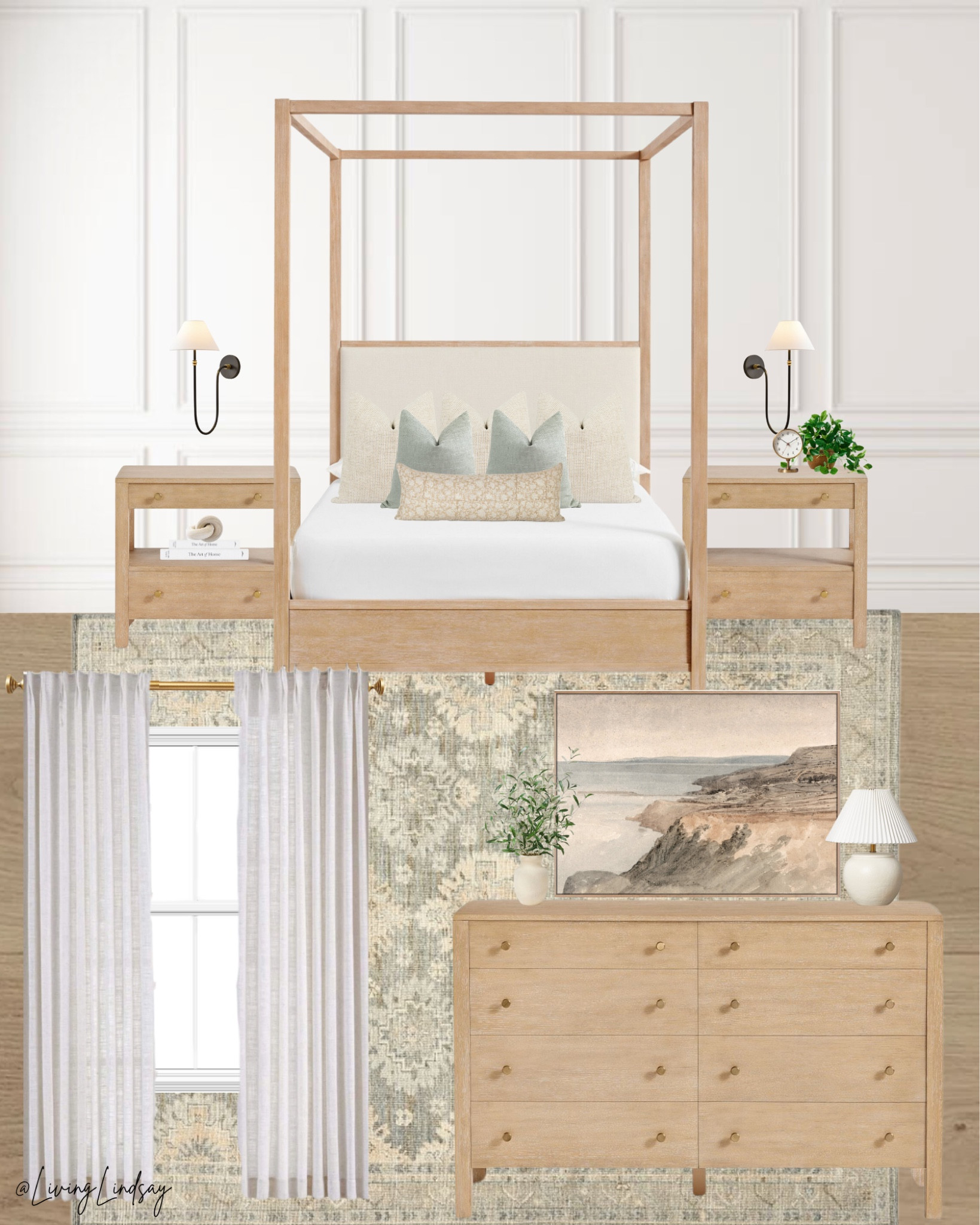 Bedroom design, bedroom inspo, bedding, throw pillows, canopy bed, bedroom furniture, sconce, area rug, dresser, nightstands, neutral bedroom

#LTKstyletip #LTKhome #LTKfamily