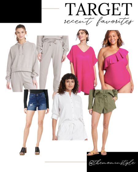 Target Recent Favorites - Target Finds - Target - Target Spring - Pink Swimsuit - Pink Coverup - Denim Shorts - Sweatsuit Outfit 

#LTKstyletip #LTKtravel #LTKfit