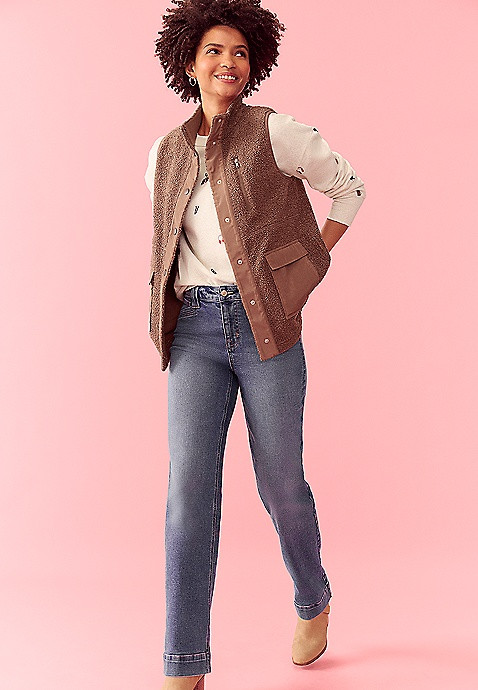 m jeans by maurices™ High Rise Slant Pocket Wide Leg Jean | Maurices