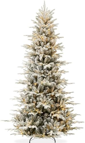 Best Choice Products Lighted Aspen Christmas Tree, 7.5ft Flocked Artifical Noble Fir, Pre-Lit Whi... | Amazon (US)