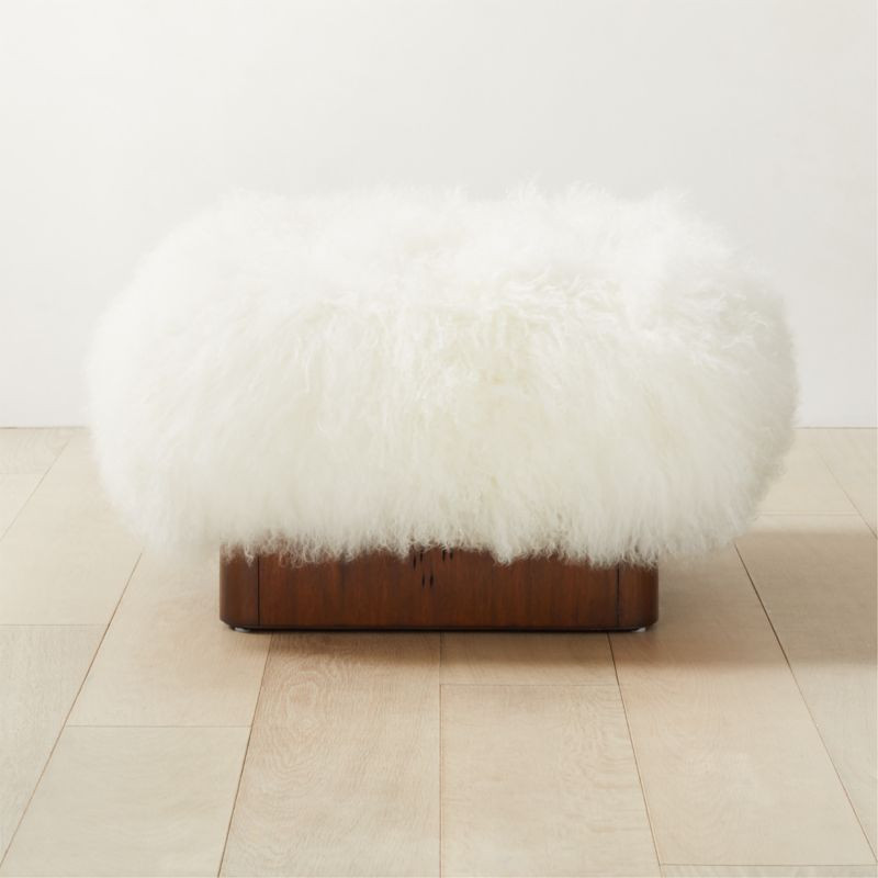 Pelosa White Sheepskin Ottoman + Reviews | CB2 | CB2