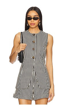 SIMONMILLER Del Mar Linen Vest in Black & Macadamia Micro Stripe from Revolve.com | Revolve Clothing (Global)