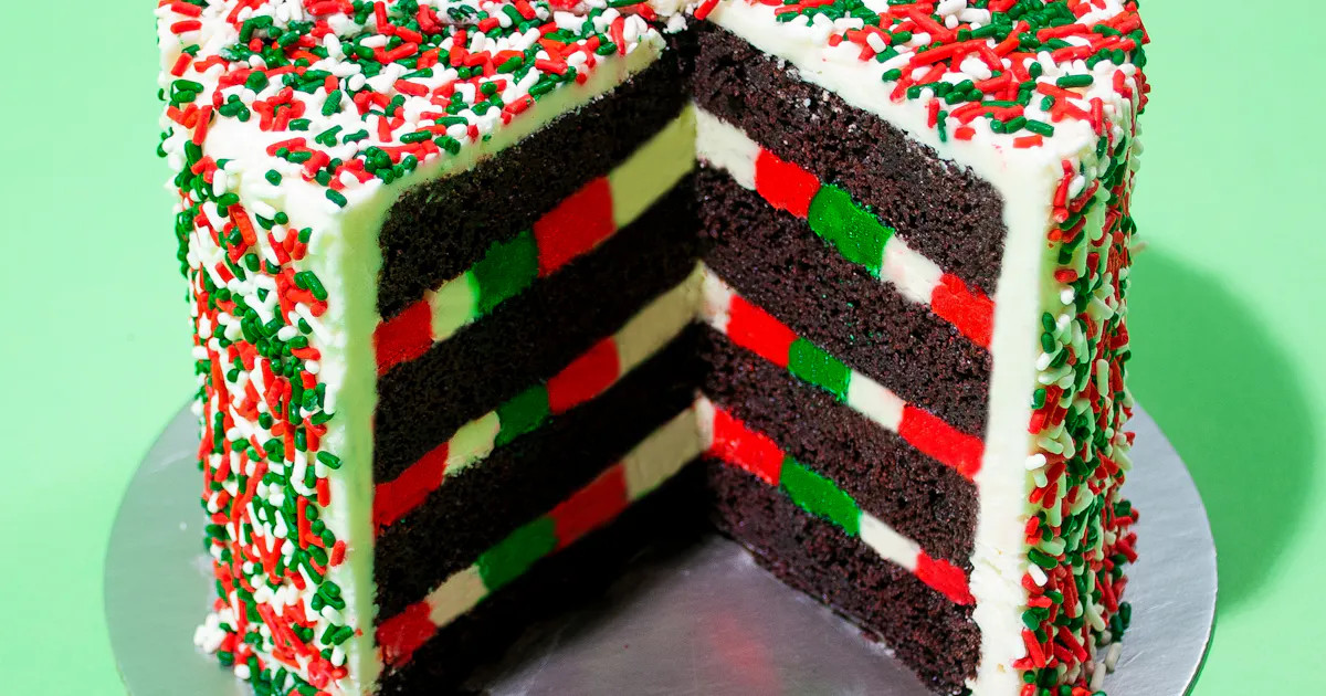 Christmas Chocolate  4-Layer Rainbow Cake by Over the Rainbow Cakes | Goldbelly | Goldbelly