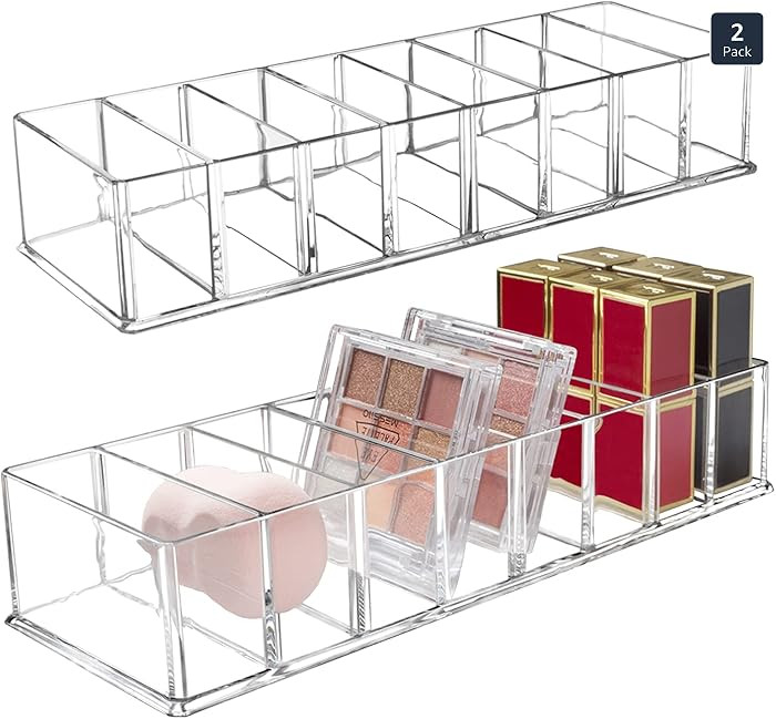 Seitop 2 Pack Detachable Makeup Organizer, 8 Compartments Acrylic Cosmetic Storage Jewelry Displa... | Amazon (US)