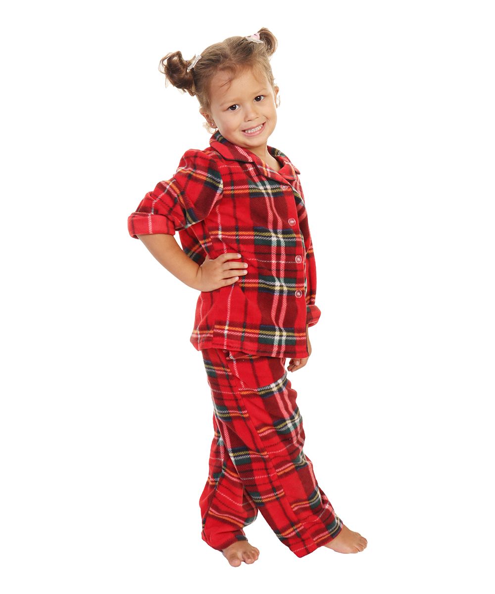 Angelina Girls' Sleep Bottoms Christmas - Red & Black Plaid Angelina Pajama Set - Toddler & Girls | Zulily