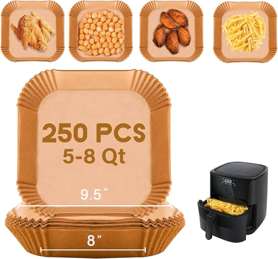 Disposable Paper Liner Square 250Pcs for 5 to 8 Qt Air Fryer Baskets, Non-stick Oil-proof Parchme... | Amazon (US)