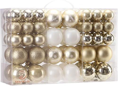 Sea Team 86 Pieces of Assorted Christmas Ball Ornaments Shatterproof Seasonal Decorative Hanging ... | Amazon (US)