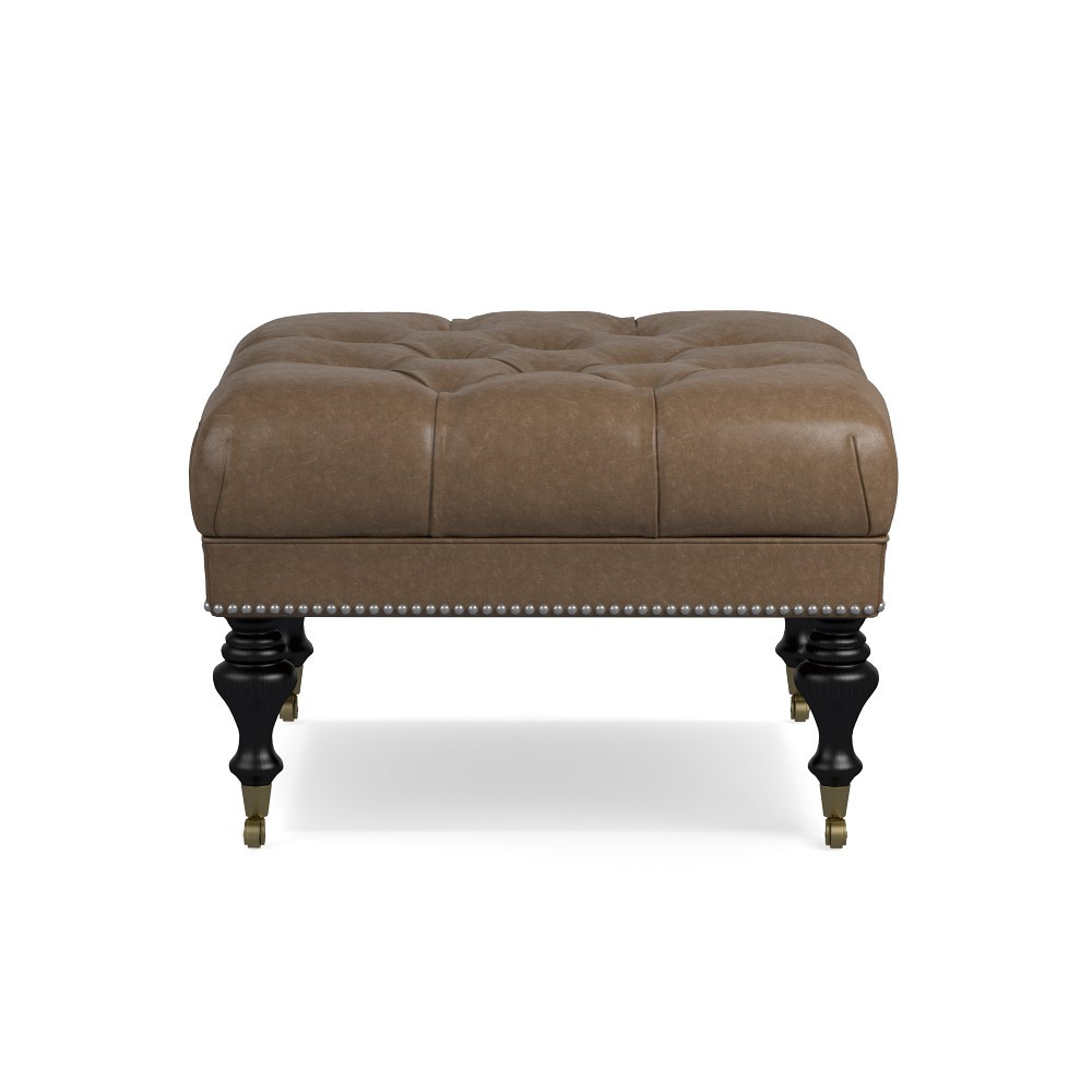 Fairfax Square Ottoman, Turned Leg with Tufted Top (26"-42") | Williams-Sonoma