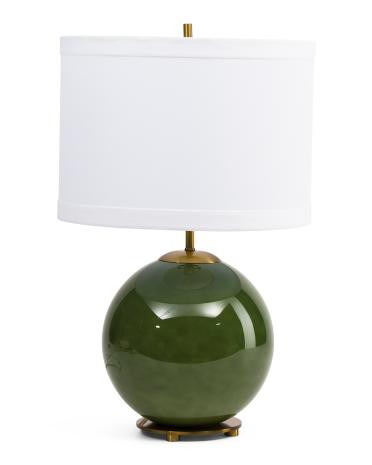 23in Glass Antique Gold Tone Table Lamp | TJ Maxx