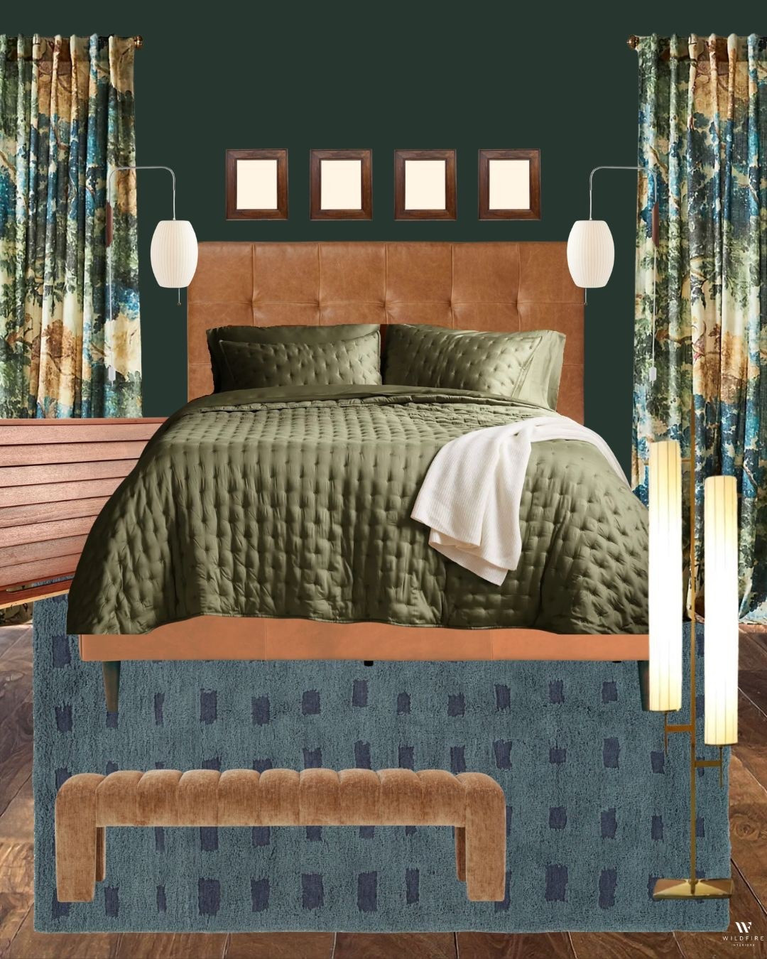 Dark green bedroom glow up mood board.

Mid-century lighting, leather bed, dark green bedding, teal rug options, patterned curtains, upholstered bench, and vintage wood accents layered for a warm, cozy feel.

Full plan on the blog:

https://wildfireinteriors.com/my-bedroom-glow-up-plan/

#darkgreenbedroom #bedroommoodboard #accentlighting #vintagedecor
#bedroomdecor

Blog post with the full plan:
https://wildfireinteriors.com/my-bedroom-glow-up-plan/

#bedroominspo #bedroommakeover 

#LTKHome