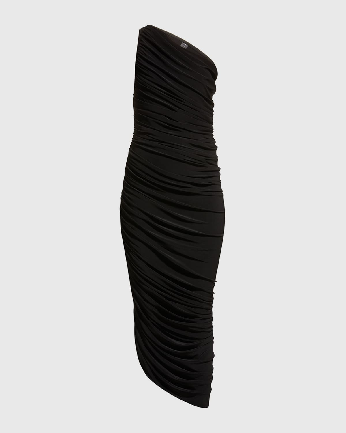 Diana One-Shoulder Shirred Midi Dress | Neiman Marcus