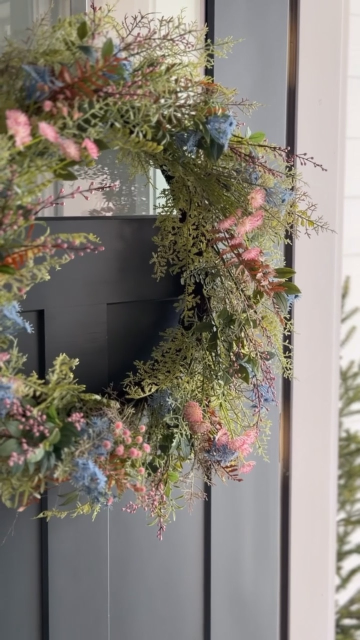 My new wreath for the spring season! I saw the beautiful pops of blue and pink and I knew I needed to grab this one! I love all of the tones and textures, and how full it feels. Transition your front porch this season with a pop of color—you won’t regret it! & it’s on sale, too!

#LTKHome #LTKSaleAlert