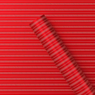 30" 25 sq ft Christmas Roll Wrap Modern White Stripes on Red - Wondershop™ | Target
