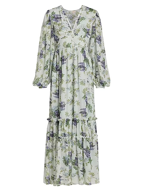 Button-Front Chiffon Maxi Dress | Saks Fifth Avenue