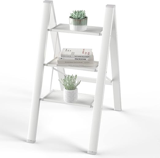 HBTower 3 Step Ladder, Folding Step Stool with Wide Anti-Slip Pedal, 330 Lbs Capacity Aluminum Li... | Amazon (US)