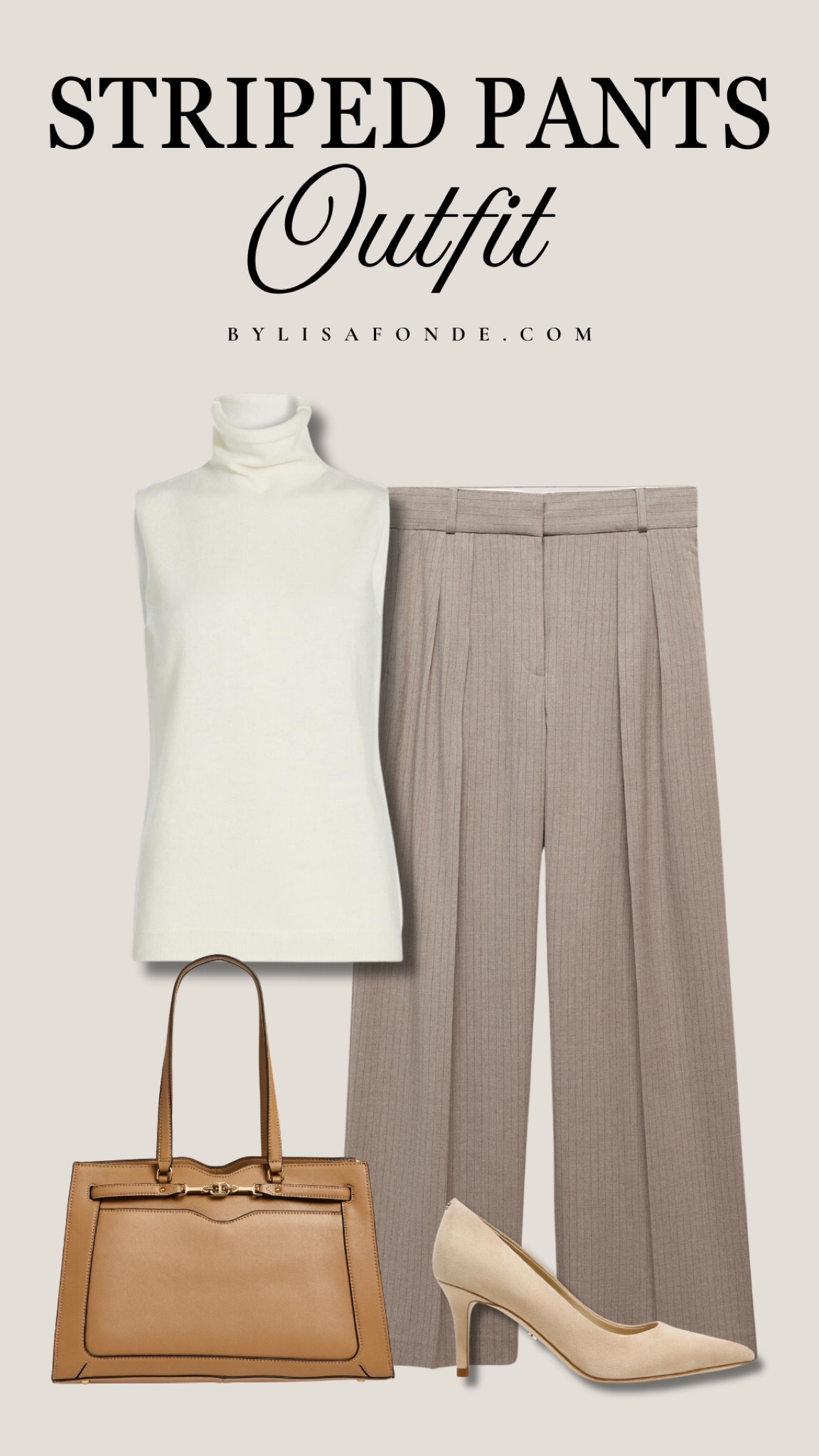 Chic outfit idea with beige striped pants