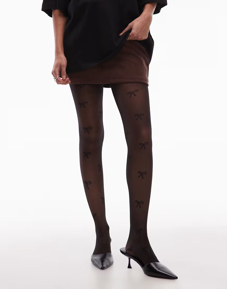 & Other Stories bow pattern sheer tights in black | ASOS (Global)