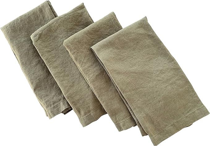 Linen Napkins – 100% French Flax – Stonewashed Pure Linen Cloth Napkins – Mitered Corners ... | Amazon (US)