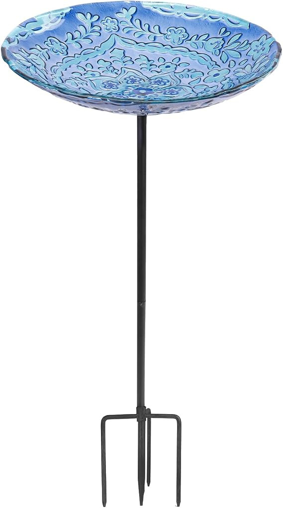 MUMTOP Bird Baths for Outdoors, Glass Birdbath Birdfeeder Bowl with Metal Stake for Outside Garde... | Amazon (US)