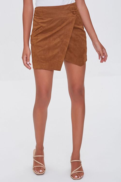 Faux Suede Wrap-Front Skirt | Forever 21 | Forever 21 (US)